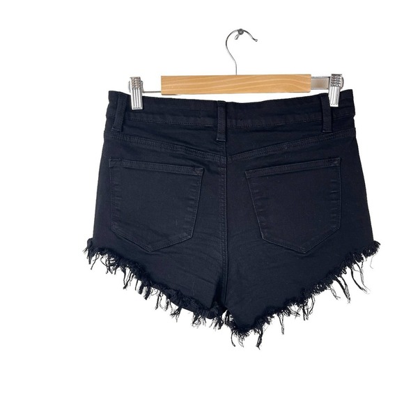Kancan Black Cut Off Fringe Raw Hem Jean Denim Shorts Style KC6033BK Size 9/28 - Picture 7 of 8